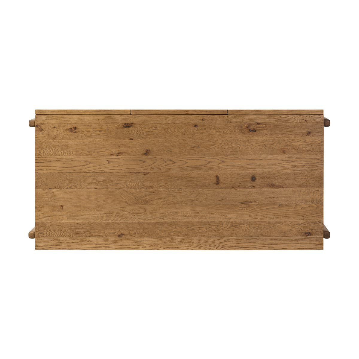 Top of Four Hands Bloomfield Desk in Resawn Worn Oak on a white background at Addison West