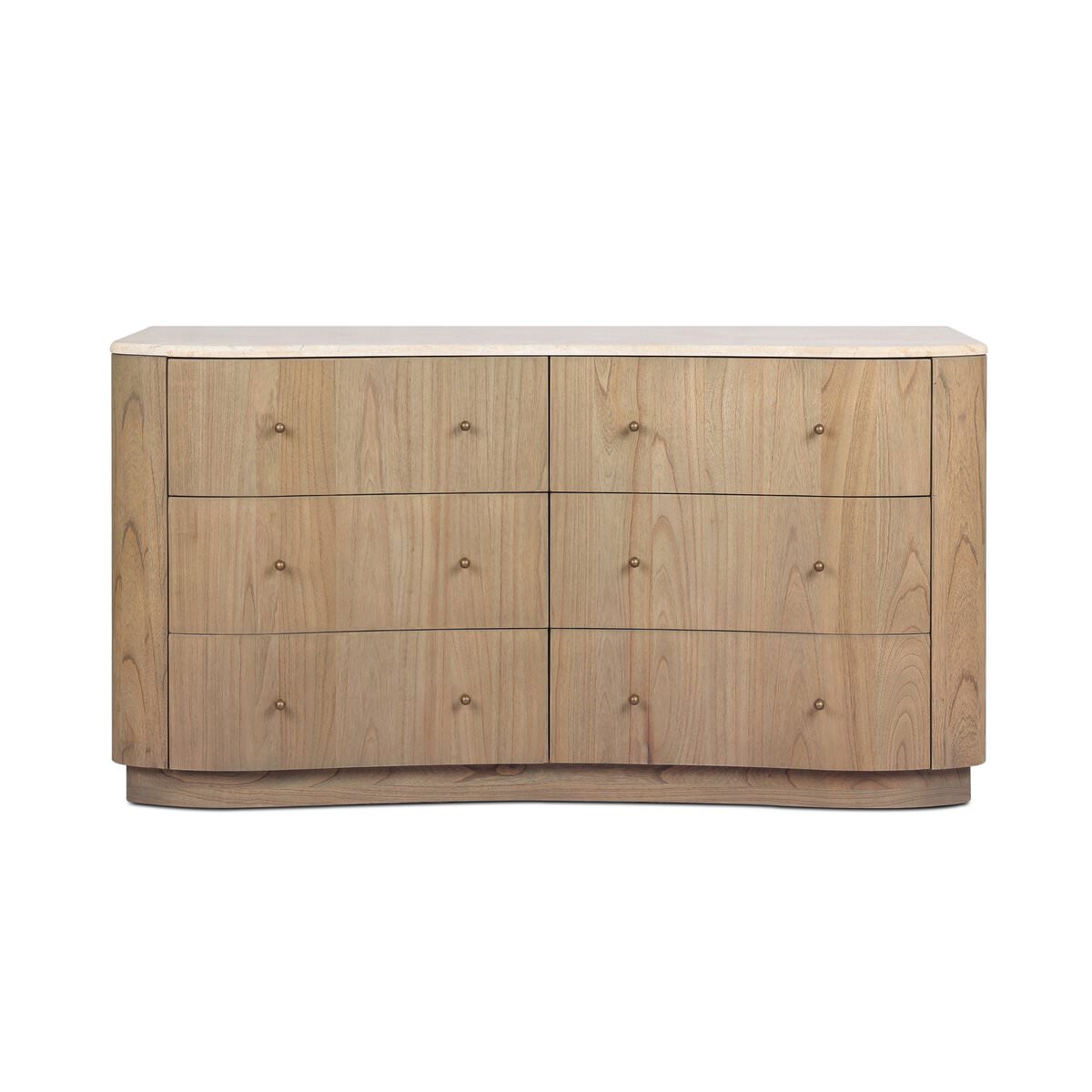 Four Hands Boa 6 Drawer Dresser in Sandy Mindi Veneer on a white background at Addison West