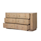Four Hands Boa 6 Drawer Dresser in Sandy Mindi Veneer on a white background at Addison West