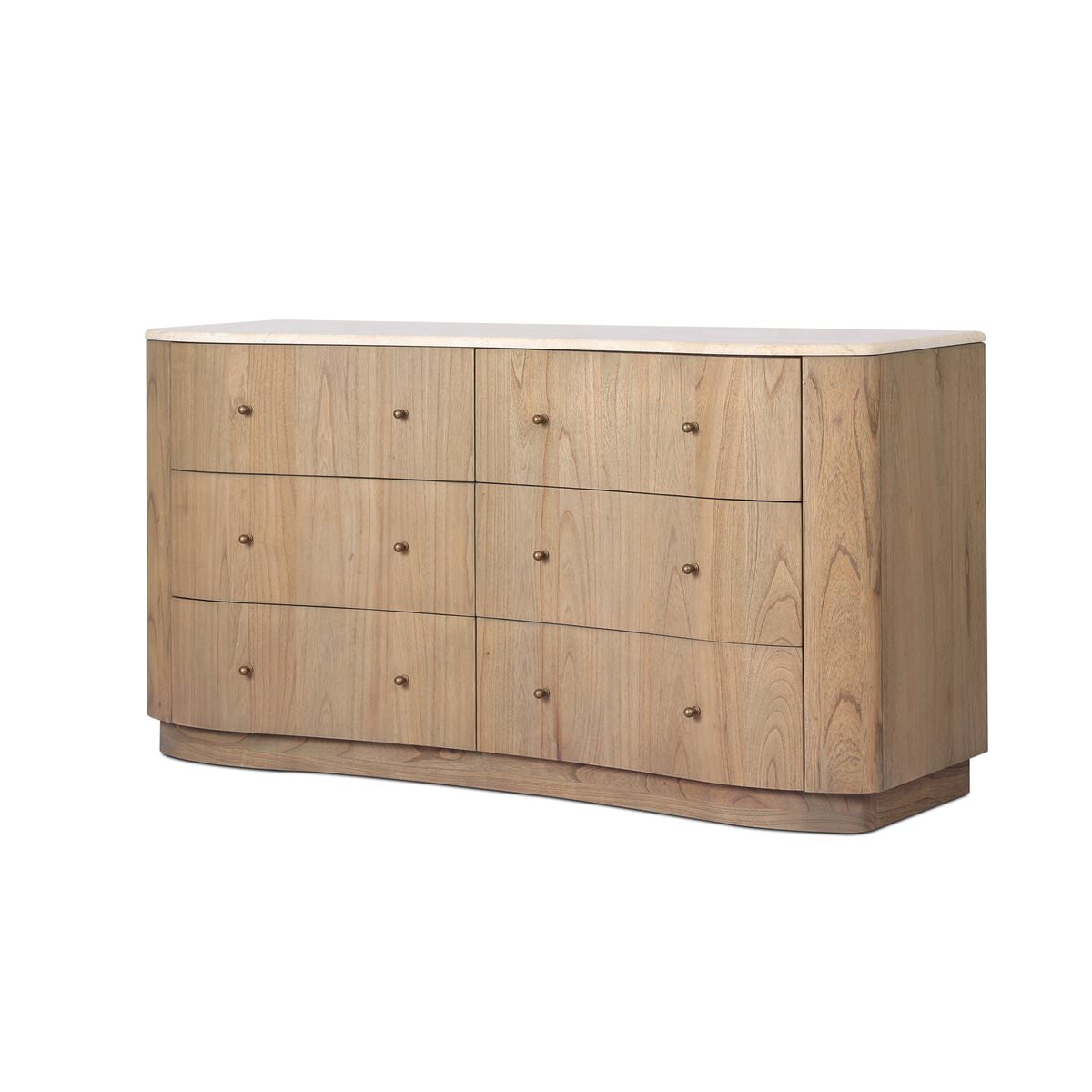 Four Hands Boa 6 Drawer Dresser in Sandy Mindi Veneer on a white background at Addison West