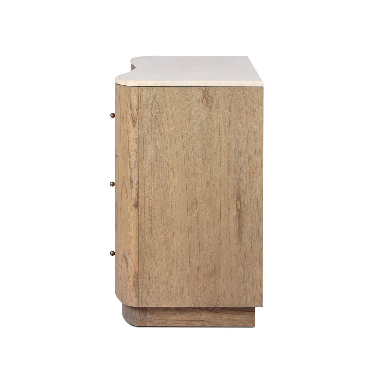 Side of Four Hands Boa 6 Drawer Dresser in Sandy Mindi Veneer on a white background at Addison West