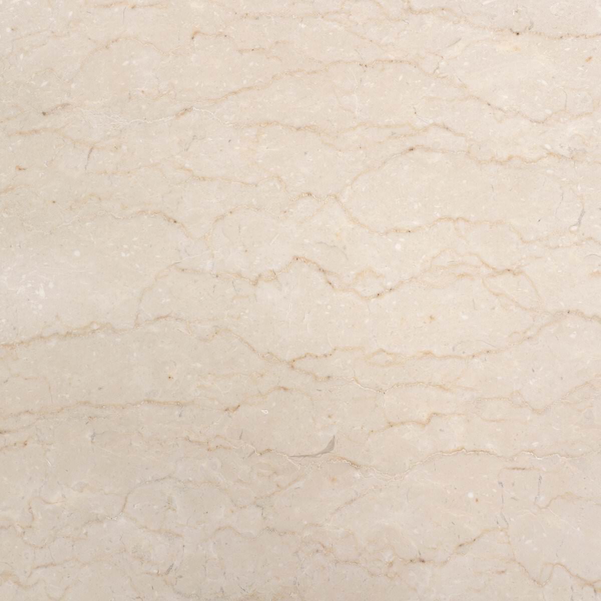 Close up of Four Hands Boa Nightstand in Cream Marble on a white background at Addison West