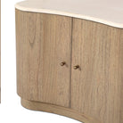 Close up of Four Hands Boa Nightstand in Cream Marble on a white background at Addison West