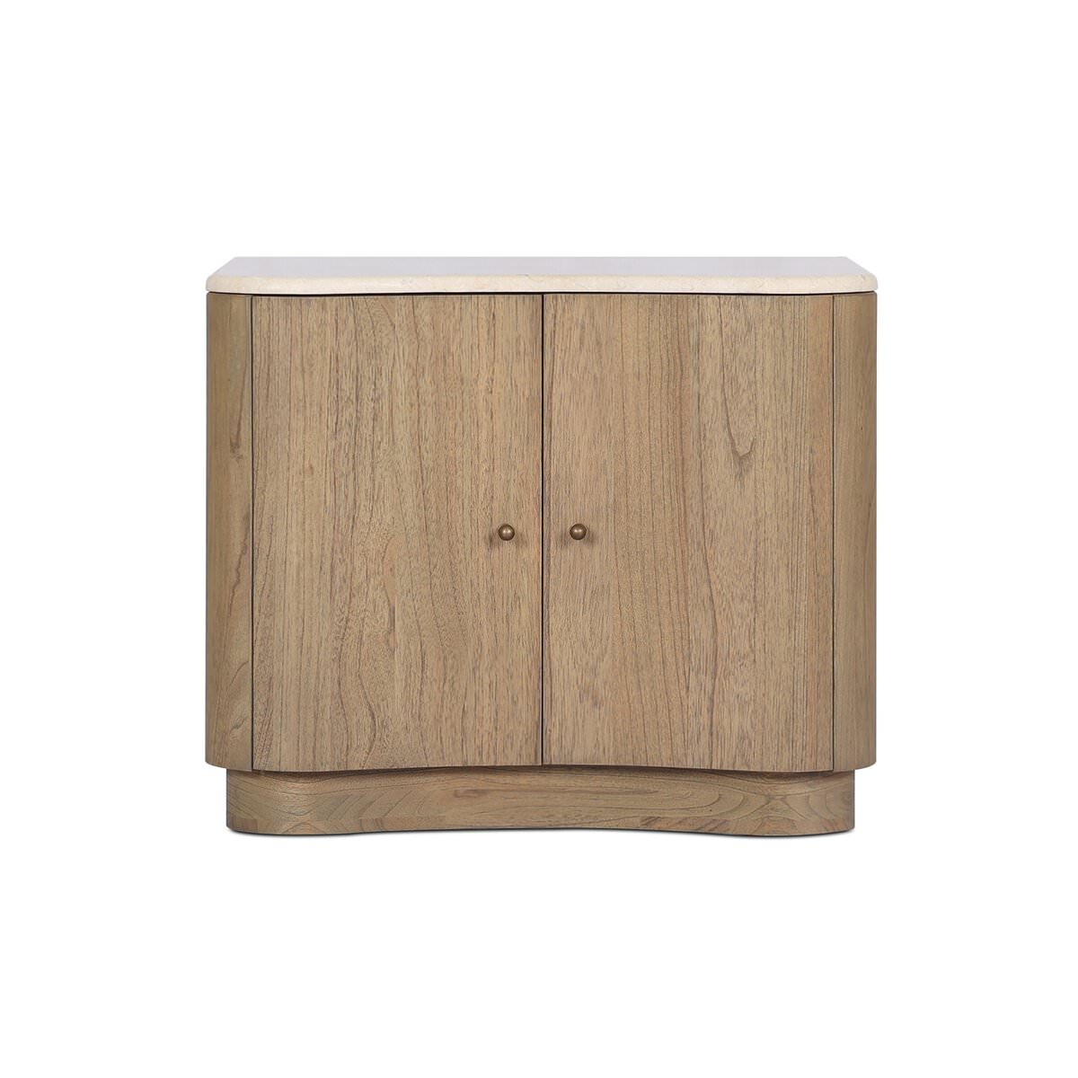 Four Hands Boa Nightstand in Cream Marble on a white background at Addison West