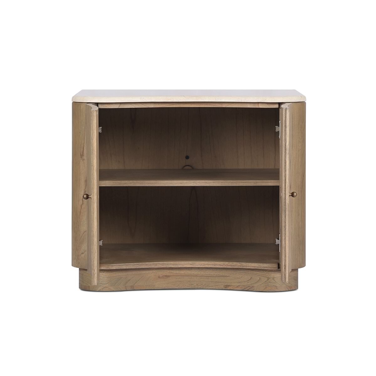Four Hands Boa Nightstand in Cream Marble on a white background at Addison West