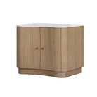 Four Hands Boa Nightstand in Cream Marble on a white background at Addison West