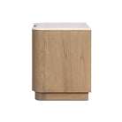 Side of Four Hands Boa Nightstand in Cream Marble on a white background at Addison West