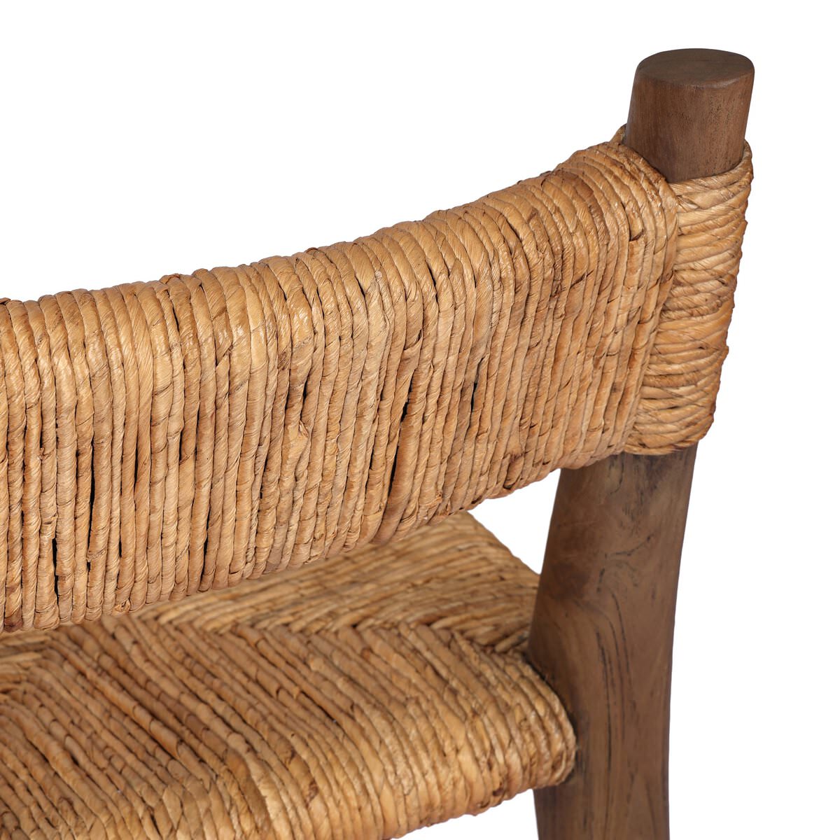 Close up of Four Hands Bovard Dining Chair in Stained Toasted Brown on a white background at Addison West