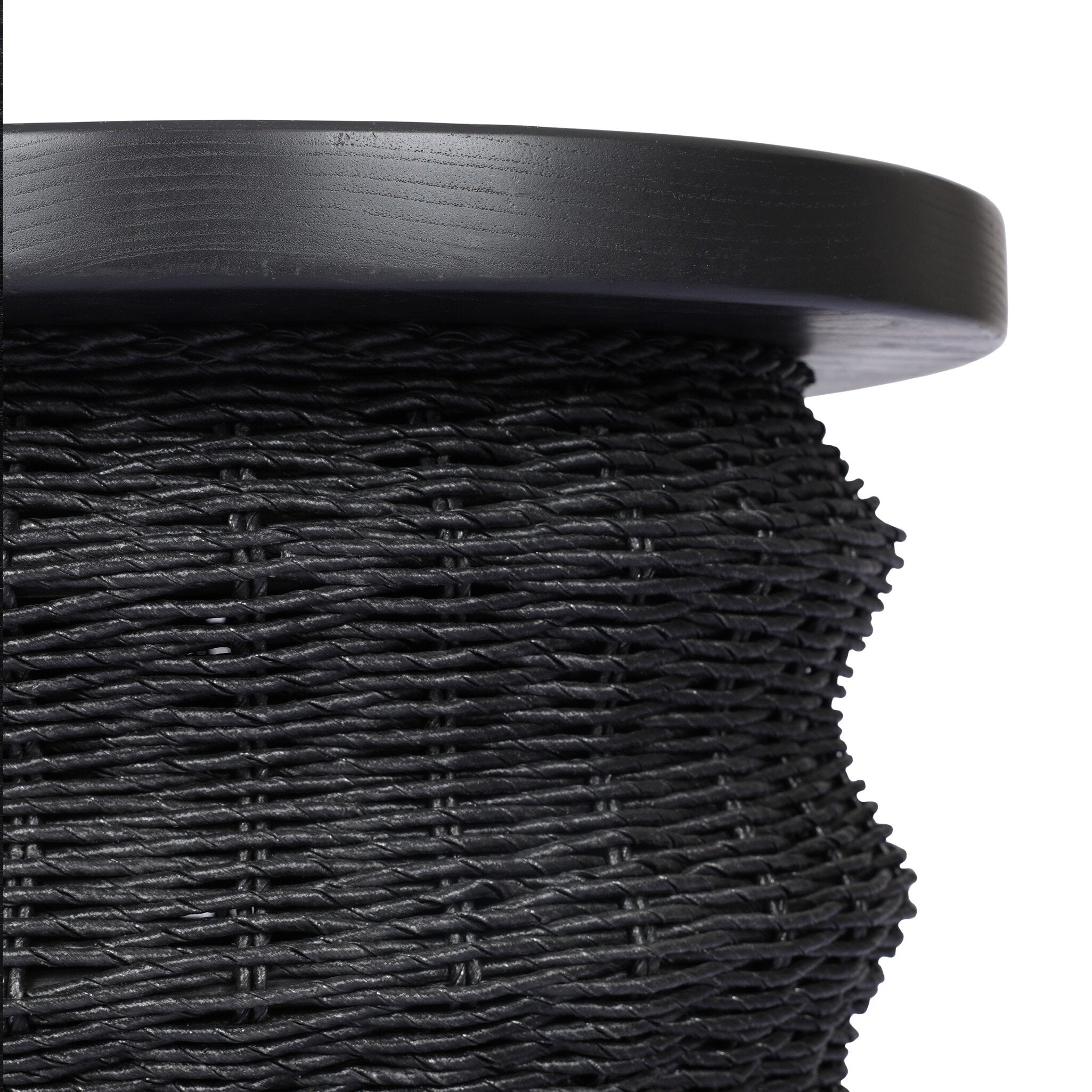 Four Hands Brailey End Table in Black Stained Sungkai on white background at Addison West.