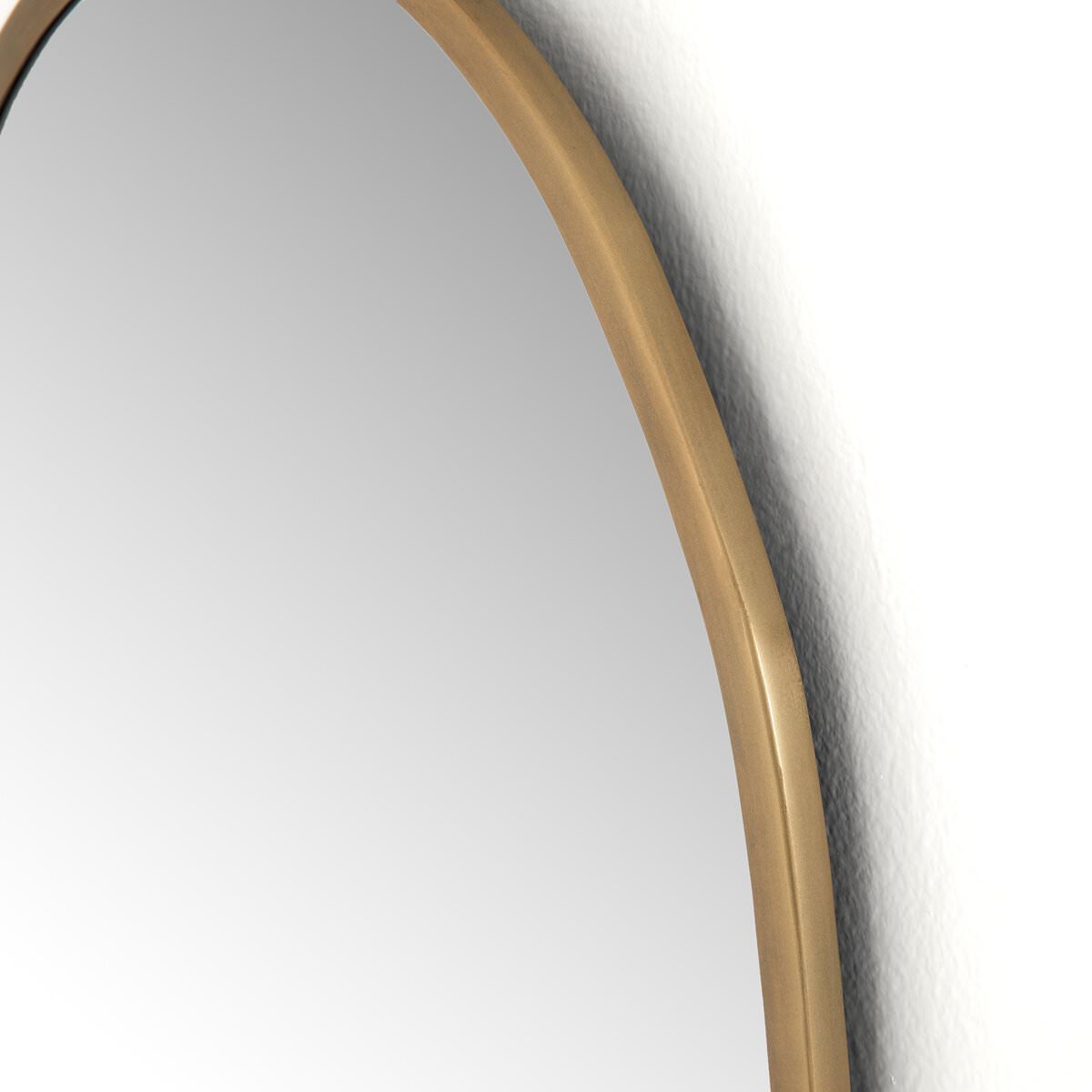 Close up of Four Hands Brinley Mirror in Antique Brass on a white background at Addison West
