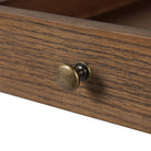 Close up of Four Hands Claude Desk in Tan Oak Veneer on a white background at Addison West