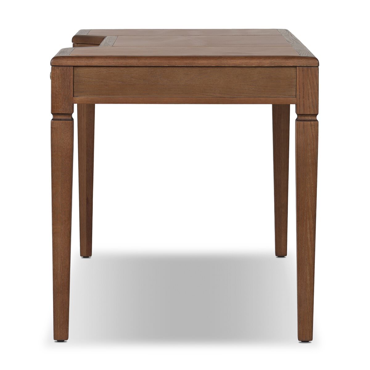 Four Hands Claude Desk in Tan Oak Veneer on a white background at Addison West