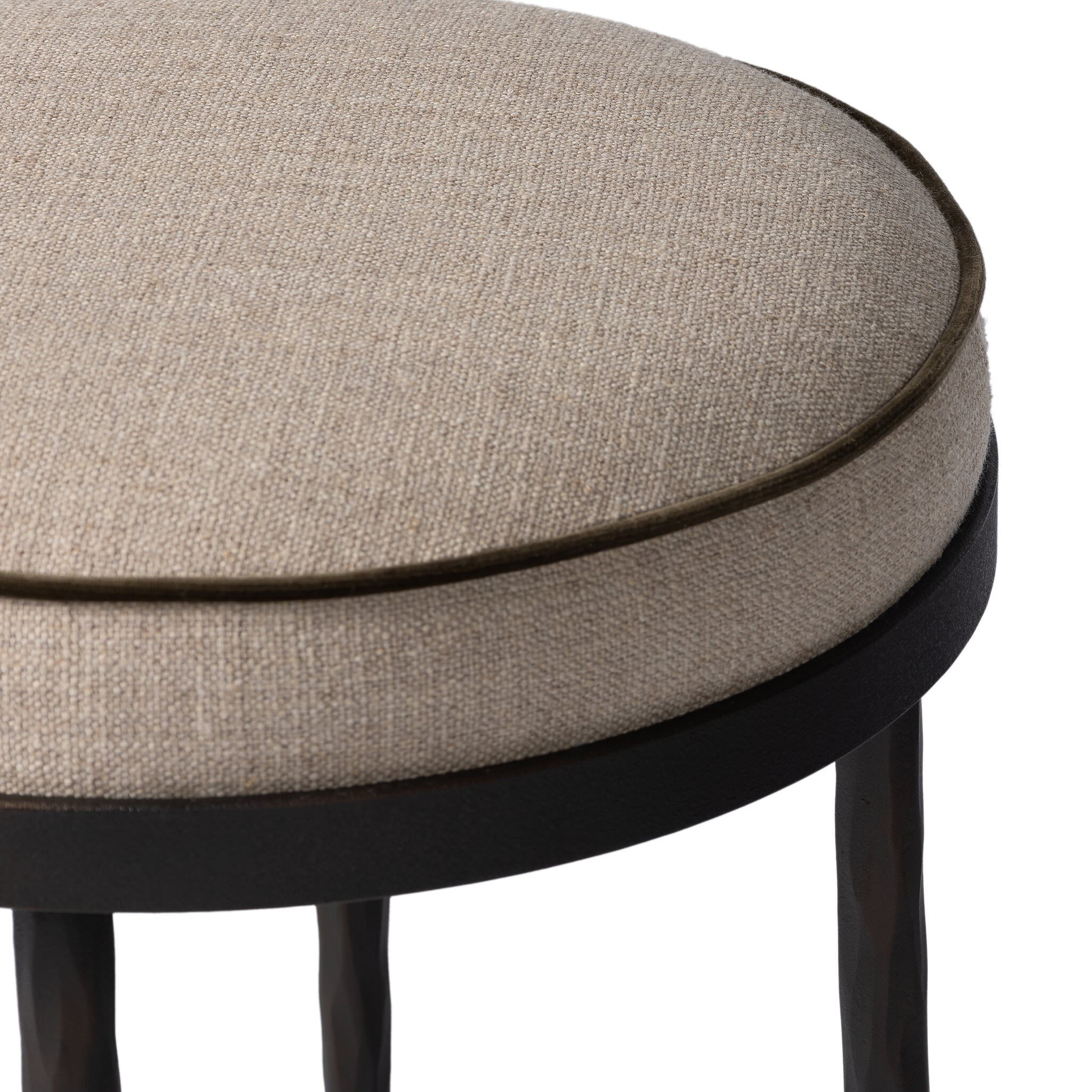 Close up of Four Hands Corinne Counter Stool in Alcala Taupe on white background at Addison West.