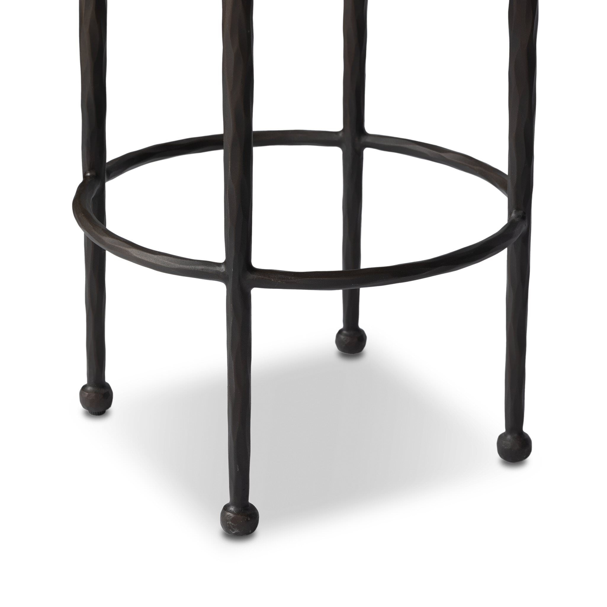 Close up of Four Hands Corinne Counter Stool in Alcala Taupe on white background at Addison West.