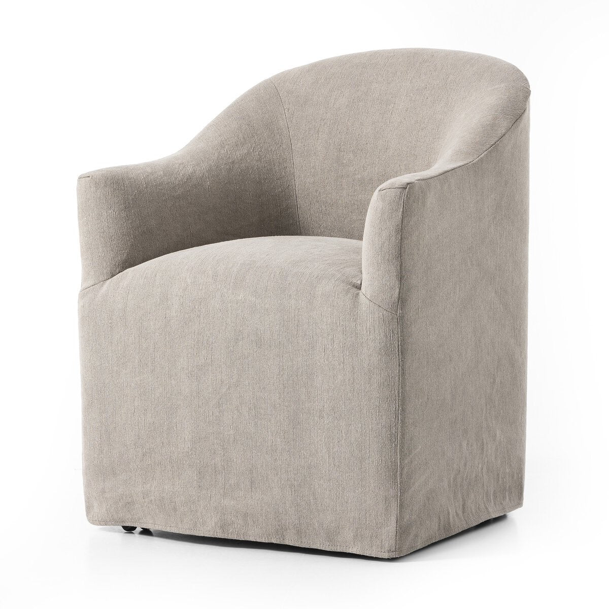 Four Hands Cove Dining Chair With Casters in Heather Twill Stone on a white background