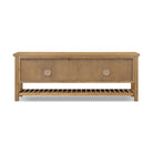 Back of Four Hands Dalton Media Console in Aged Natural Oak Veneer on a white background at Addison West