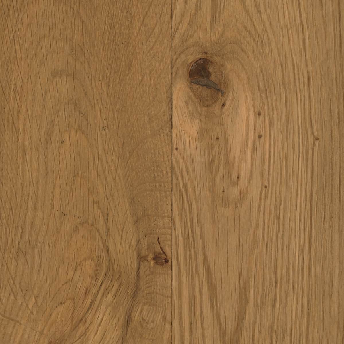 Close up of Four Hands Dalton Media Console in Aged Natural Oak Veneer on a white background at Addison West