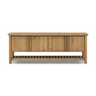 Four Hands Dalton Media Console in Aged Natural Oak Veneer on a white background at Addison West