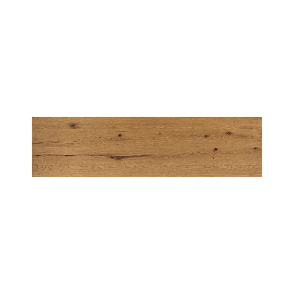 Top of Four Hands Dalton Media Console in Aged Natural Oak Veneer on a white background at Addison West