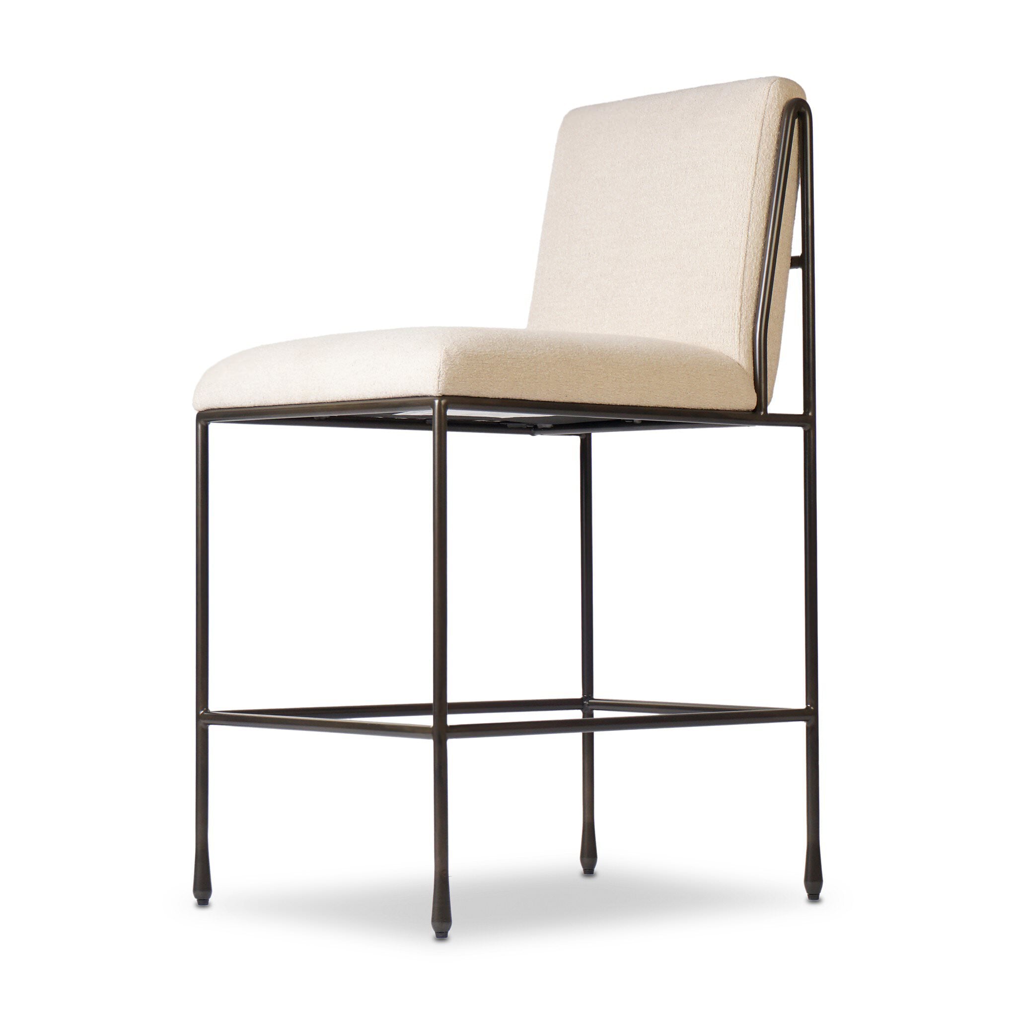 Four Hands Decker Counter Stool in Crypton Wayfarer Snow on white background at Addison West.