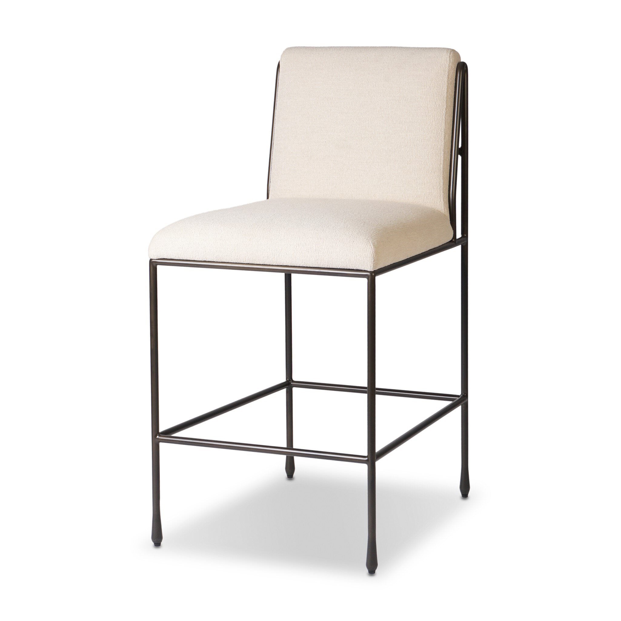 Four Hands Decker Counter Stool in Crypton Wayfarer Snow on white background at Addison West.