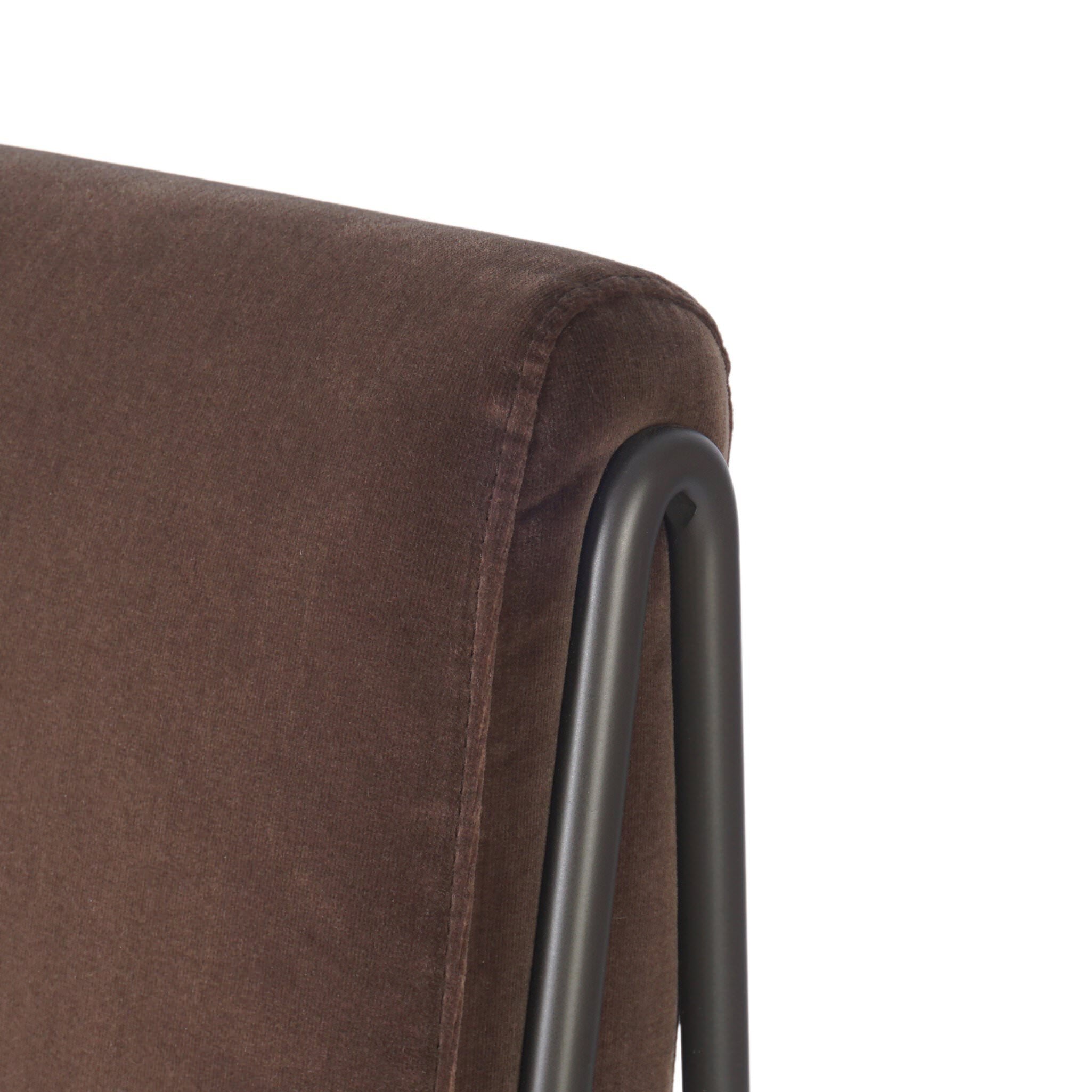 Close up of Four Hands Decker Counter Stool in Surrey Mink on white background at Addison West.