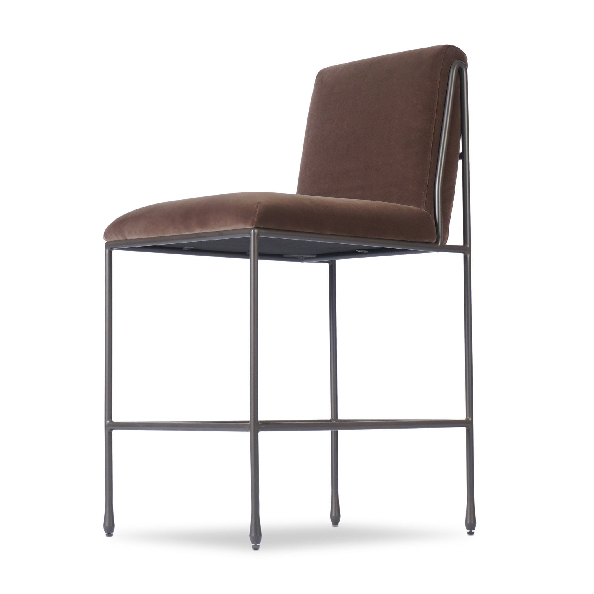 Four Hands Decker Counter Stool in Surrey Mink on white background at Addison West.