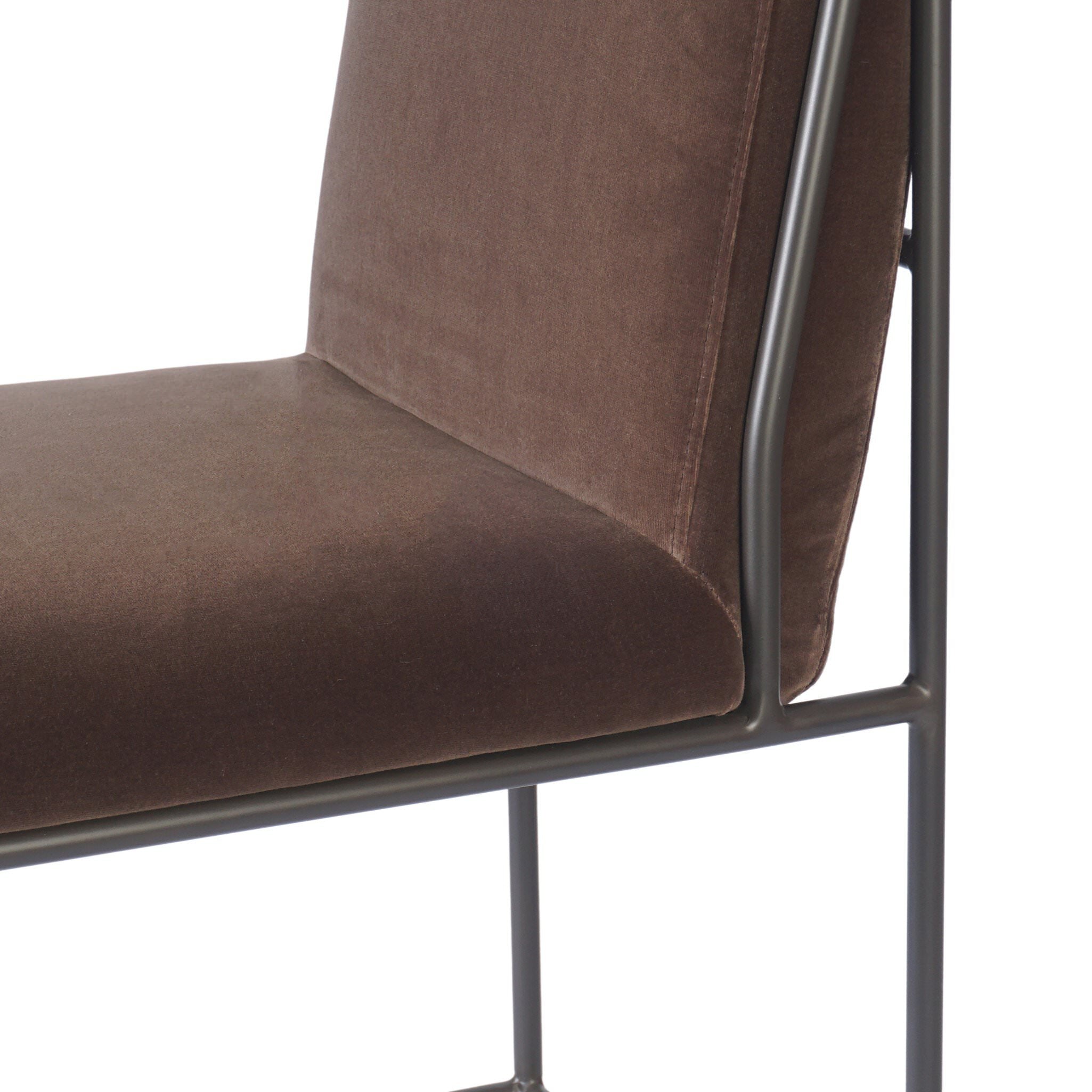 Close up of Four Hands Decker Counter Stool in Surrey Mink on white background at Addison West.