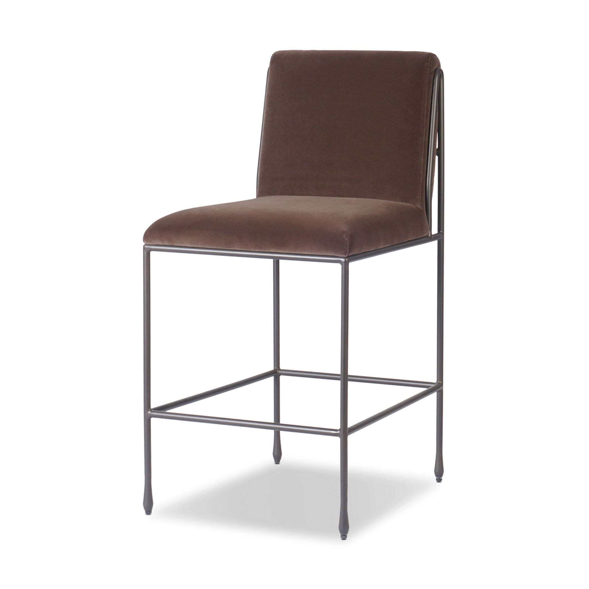 Four Hands Decker Counter Stool in Surrey Mink on white background at Addison West.