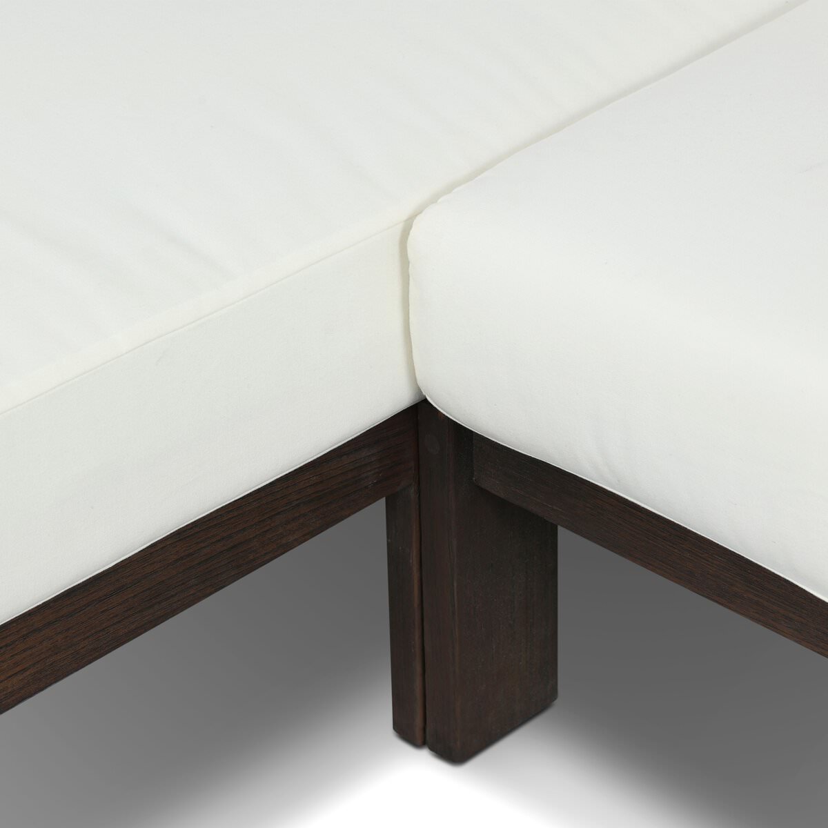 Close up of Four Hands Delancy Outdoor 2-Piece Sectional with Left Chaise in Arashi Salt on a white background at Addison West