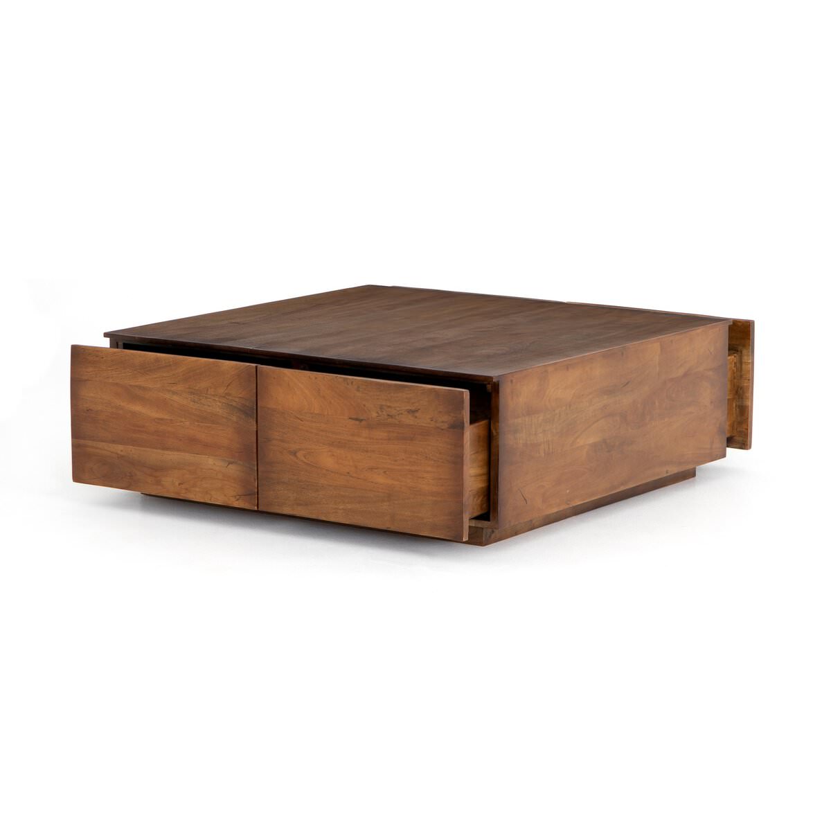 Four Hands Duncan Storage Coffee Table in Reclaimed Fruitwood on a white background