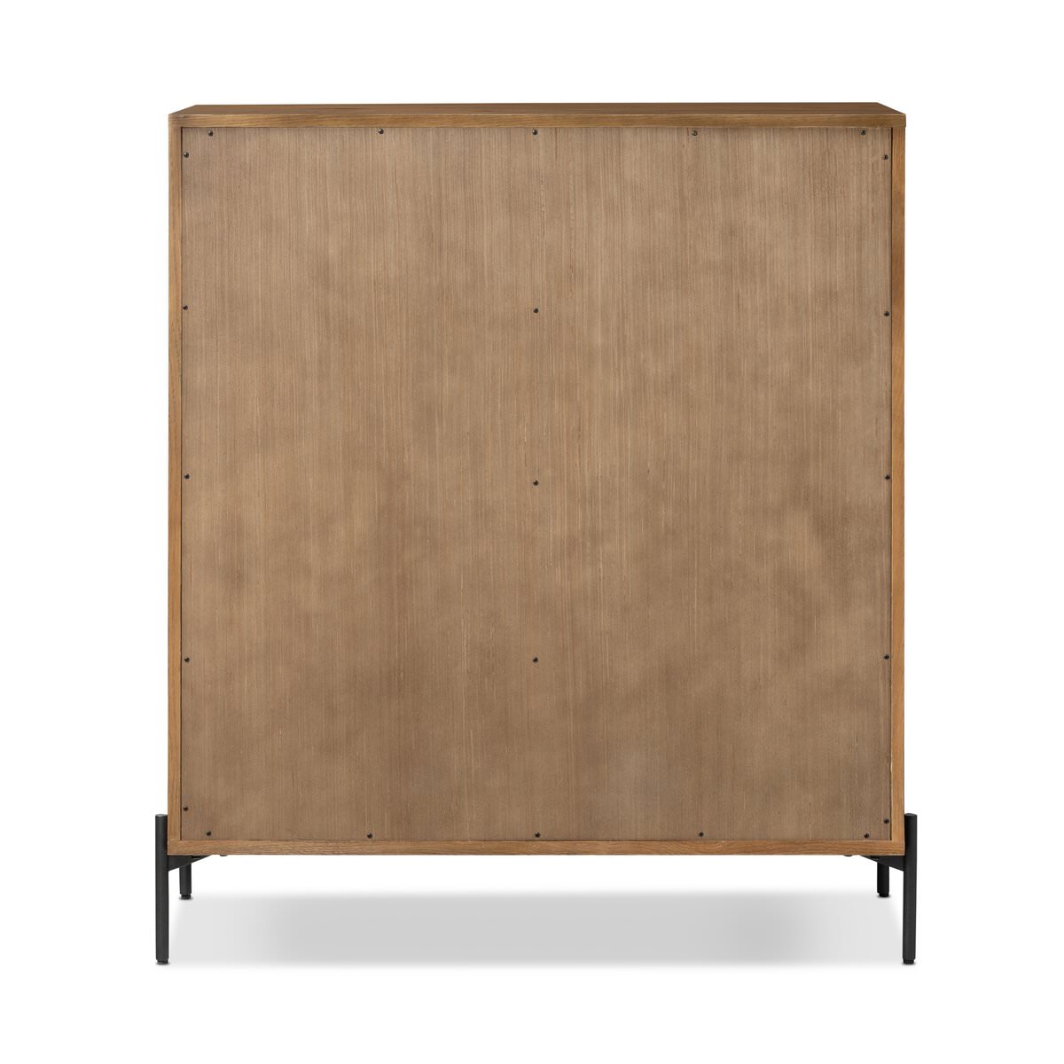 Back of Four Hands Eaton 5 Drawer Dresser in Amber Oak Resin on a white background at Addison West
