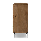 Side of Four Hands Eaton 5 Drawer Dresser in Amber Oak Resin on a white background at Addison West