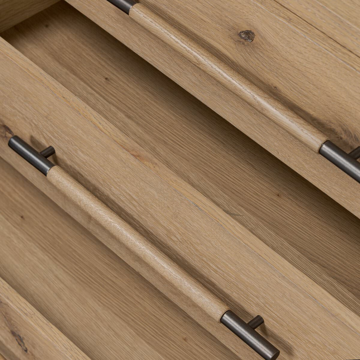 Close up of Four Hands Eden Nightstand in Aged Smoked Oak Veneer  at Addison West
