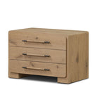 Four Hands Eden Nightstand in Aged Smoked Oak Veneer on a white background at Addison West