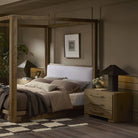 Four Hands Eden Nightstand in Aged Smoked Oak Veneer in a bedroom at Addison West