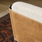 Close up of Four Hands Elba Counter Stool in Alcala Wheat in a living room at Addison West