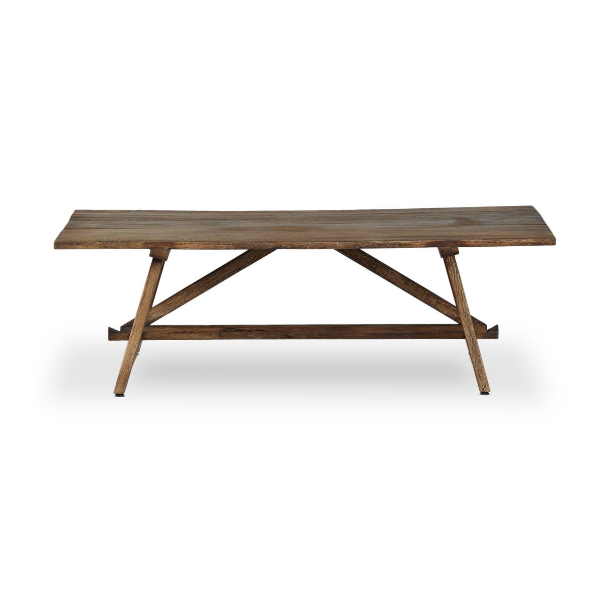Four Hands Elio Coffee Table Small in Burnt Bleached Oak on a white background at Addison West