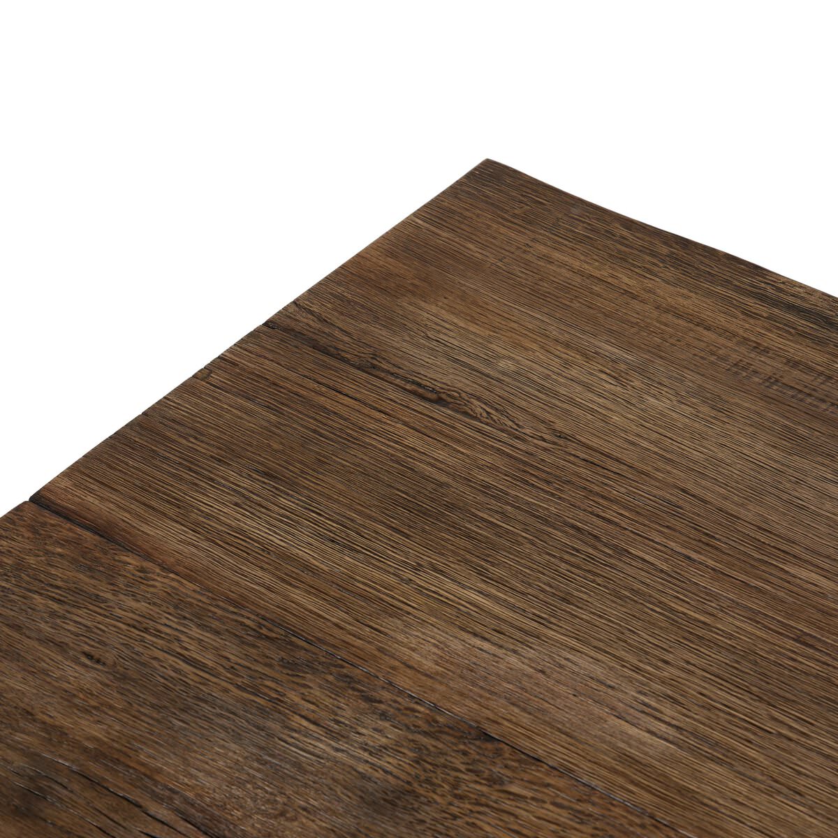 Close up of Four Hands Elio Coffee Table Small in Burnt Bleached Oak on a white background at Addison West
