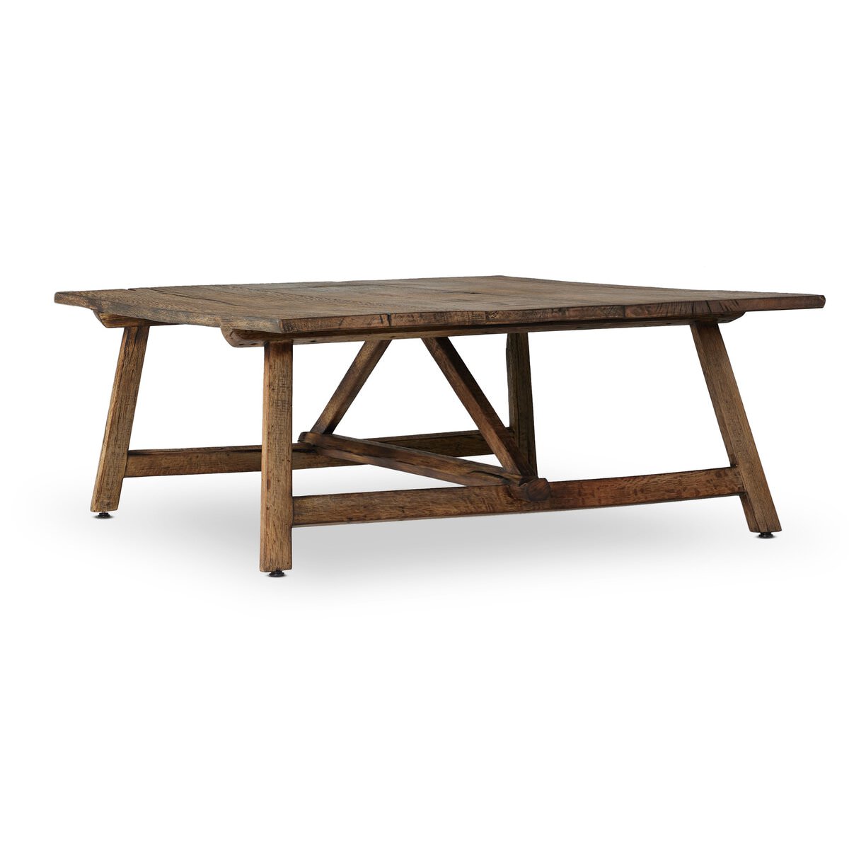 Four Hands Elio Coffee Table Small in Burnt Bleached Oak on a white background at Addison West