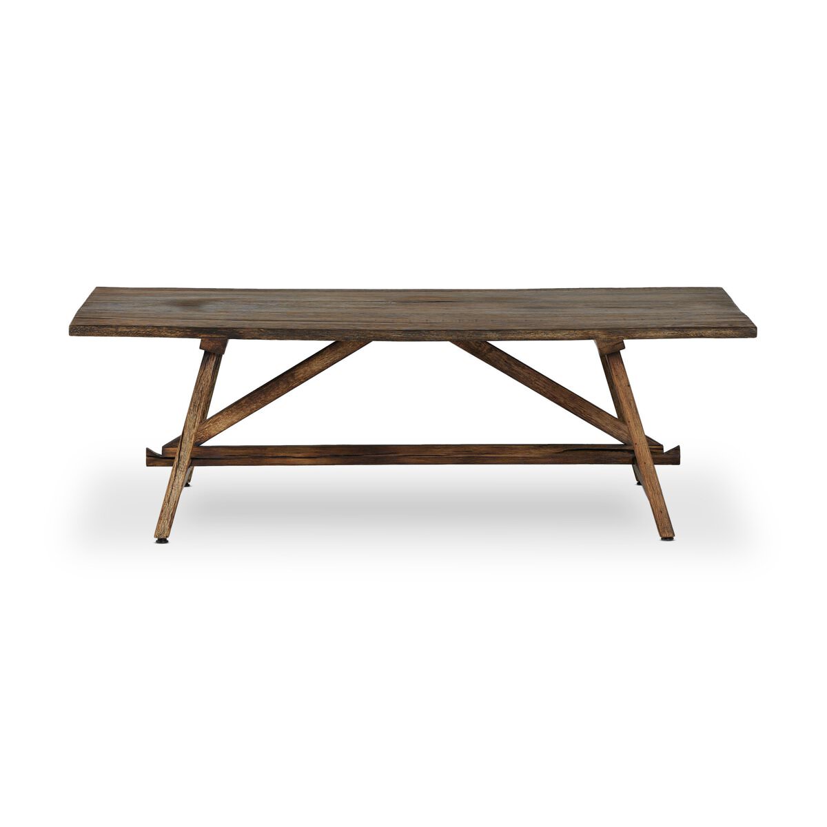 Four Hands Elio Coffee Table Small in Burnt Bleached Oak on a white background at Addison West