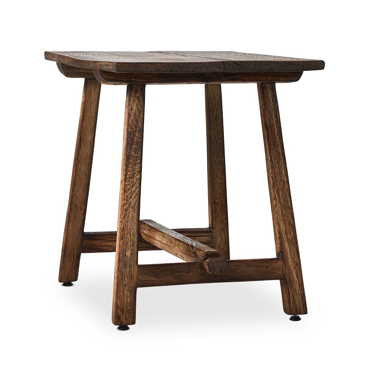 Four Hands Elio End Table in Burnt Bleached Oak on a white background at Addison West