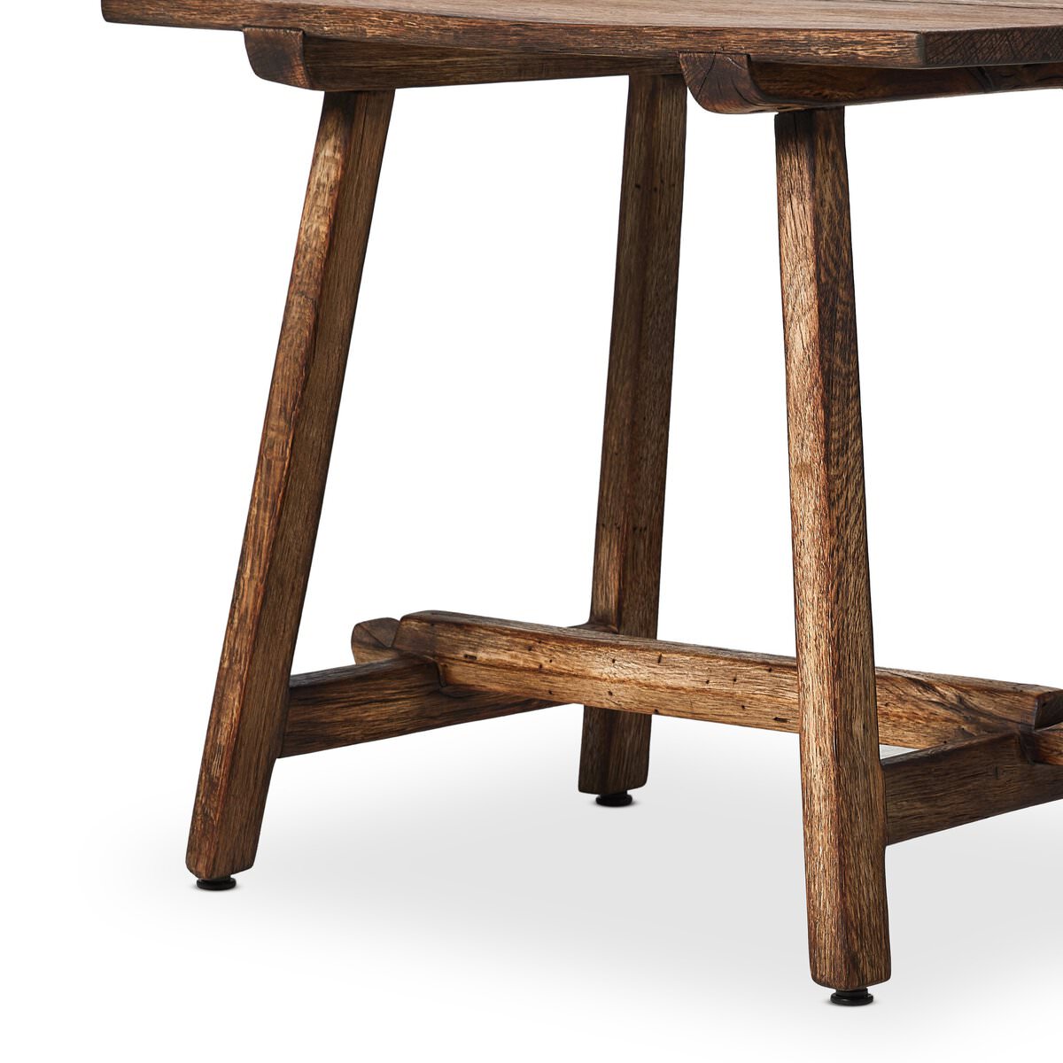 Close up of Four Hands Elio End Table in Burnt Bleached Oak on a white background at Addison West
