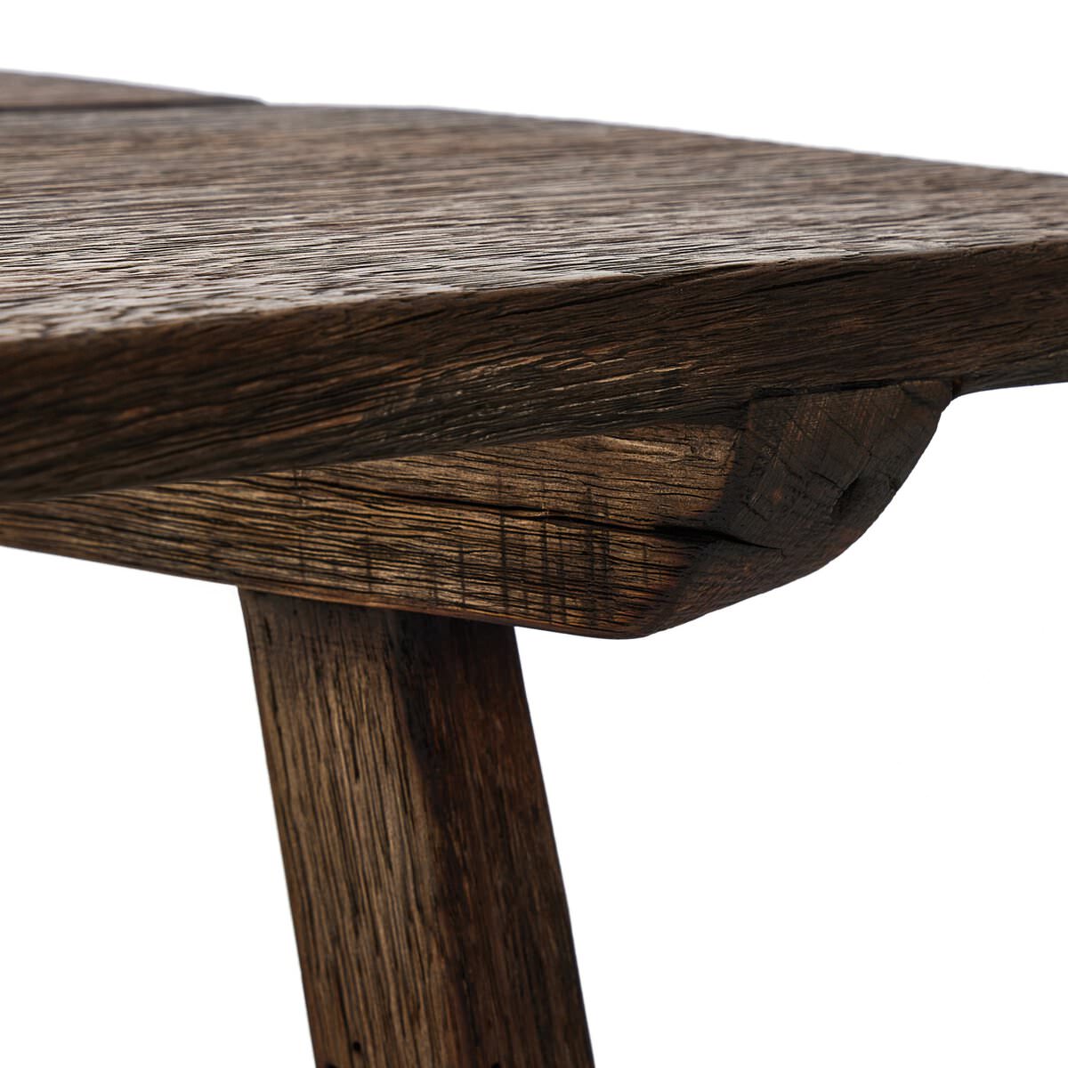 Close up of Four Hands Elio End Table in Burnt Bleached Oak on a white background at Addison West