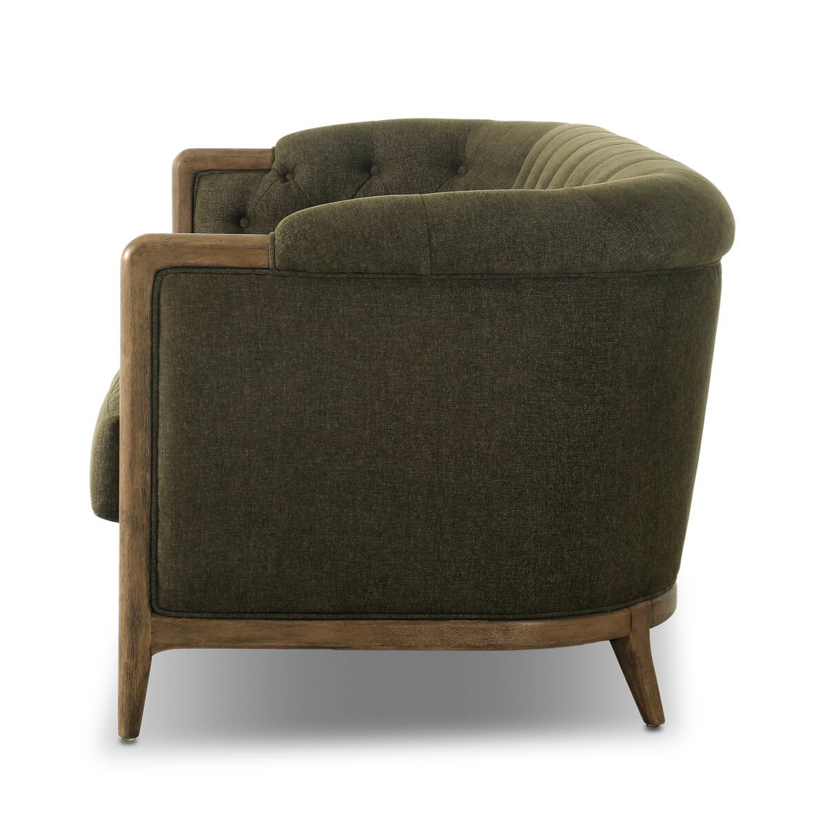 Side of Four Hands Ellsworth Sofa in Sutton Olive on a white background at Addison West