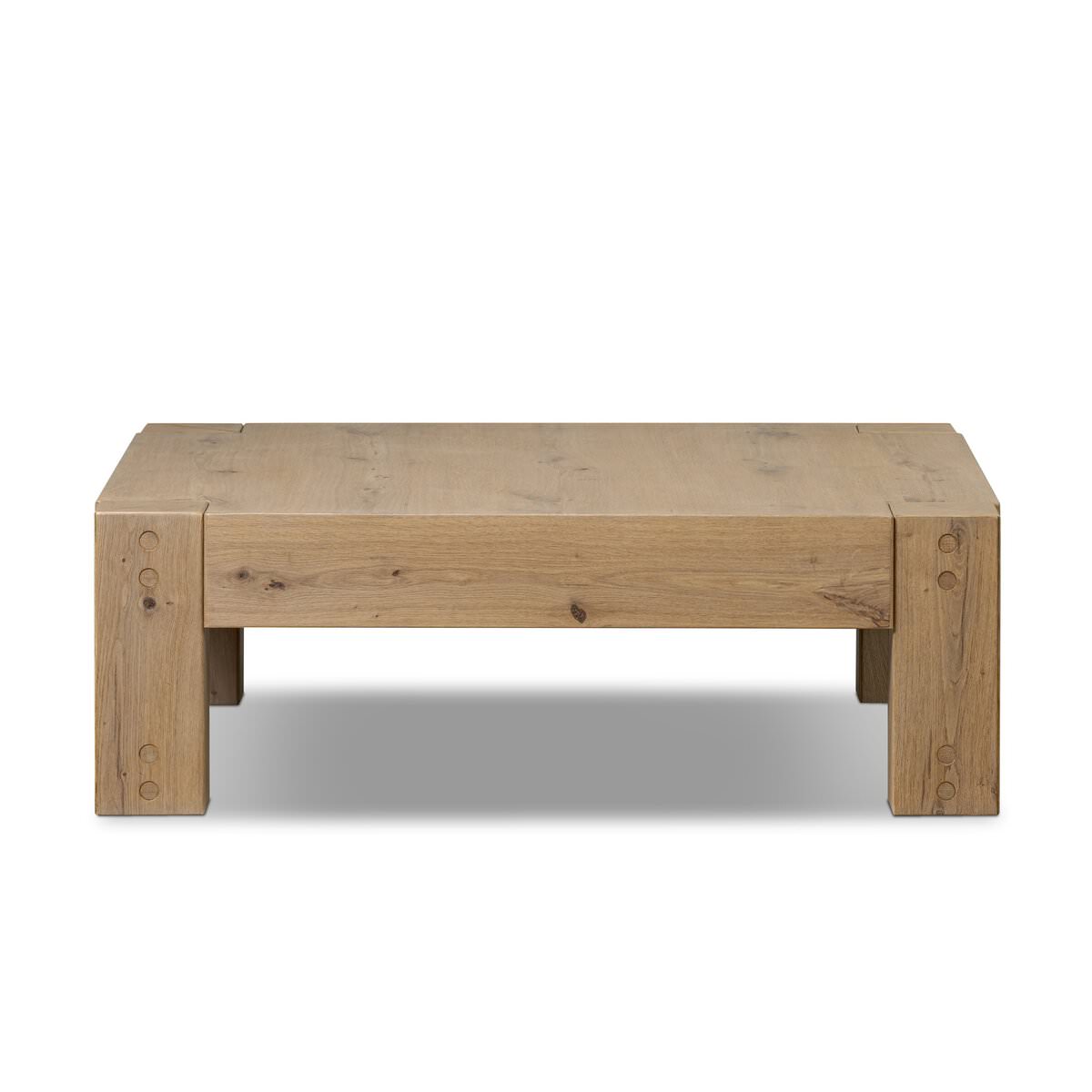 Four Hands Emmer Coffee Table in Aged Smoked Oak on a white background  at Addison West