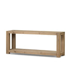 Four Hands Emmer Console Table in Aged Smoked Oak on a white background at Addison West