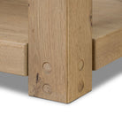 Close up of Four Hands Emmer End Table in Aged Smoked Oak on a white background at Addison West