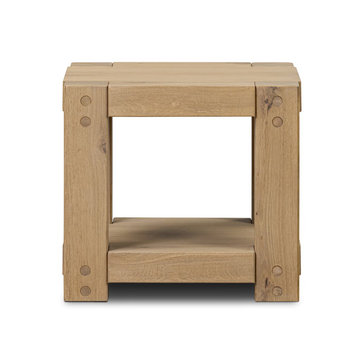 Four Hands Emmer End Table in Aged Smoked Oak on a white background at Addison West