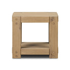 Four Hands Emmer End Table in Aged Smoked Oak on a white background at Addison West